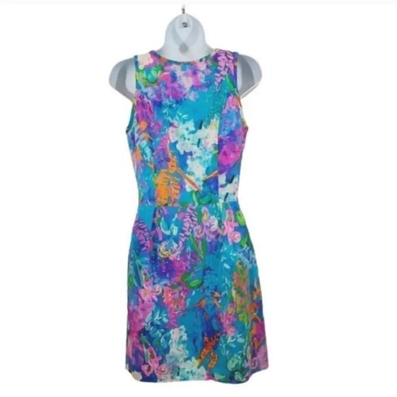 NEW Amanda Uprichard 100% Silk Multicolor Watercolor Zip-Up Dress Size Small - Picture 6 of 13